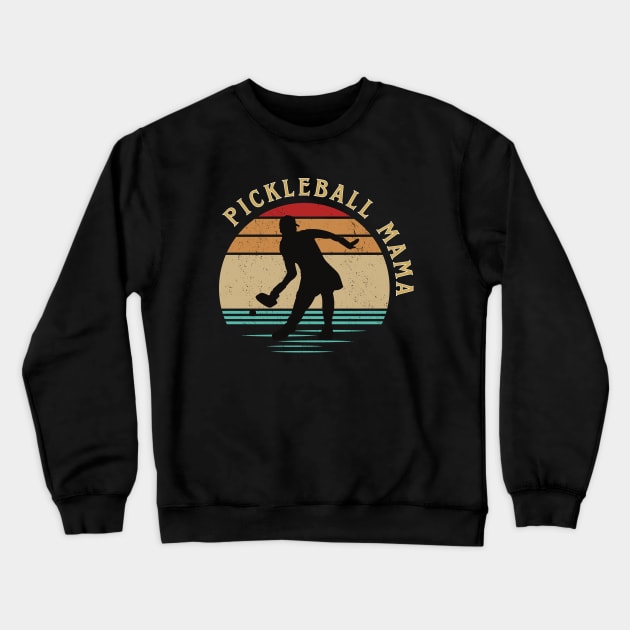 Pickleball mama mom mommy, retro sunset fun sport to play Crewneck Sweatshirt by KIRBY-Z Studio